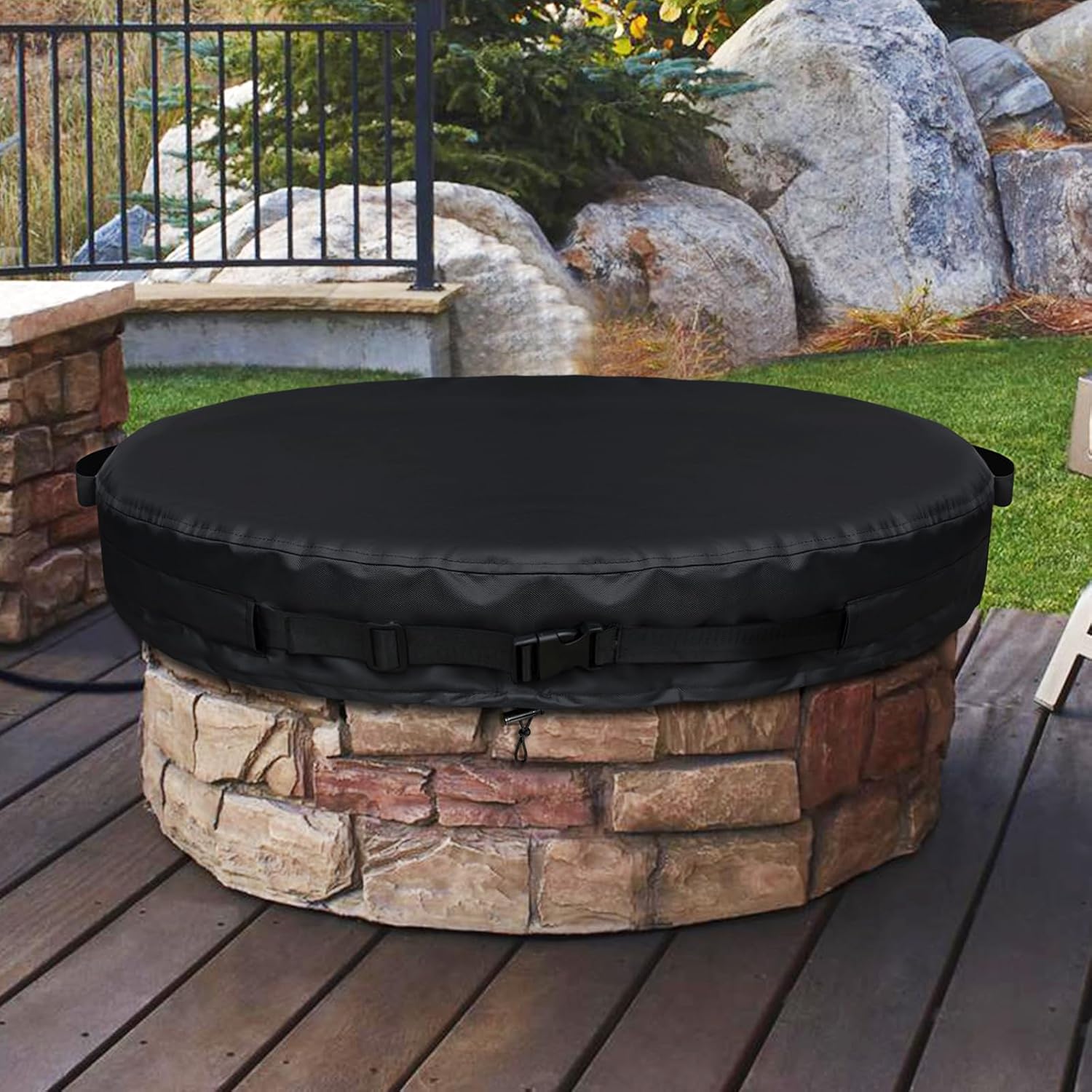 Fire Pit Cover Round 46/48/50 inch Waterproof Windproof Design