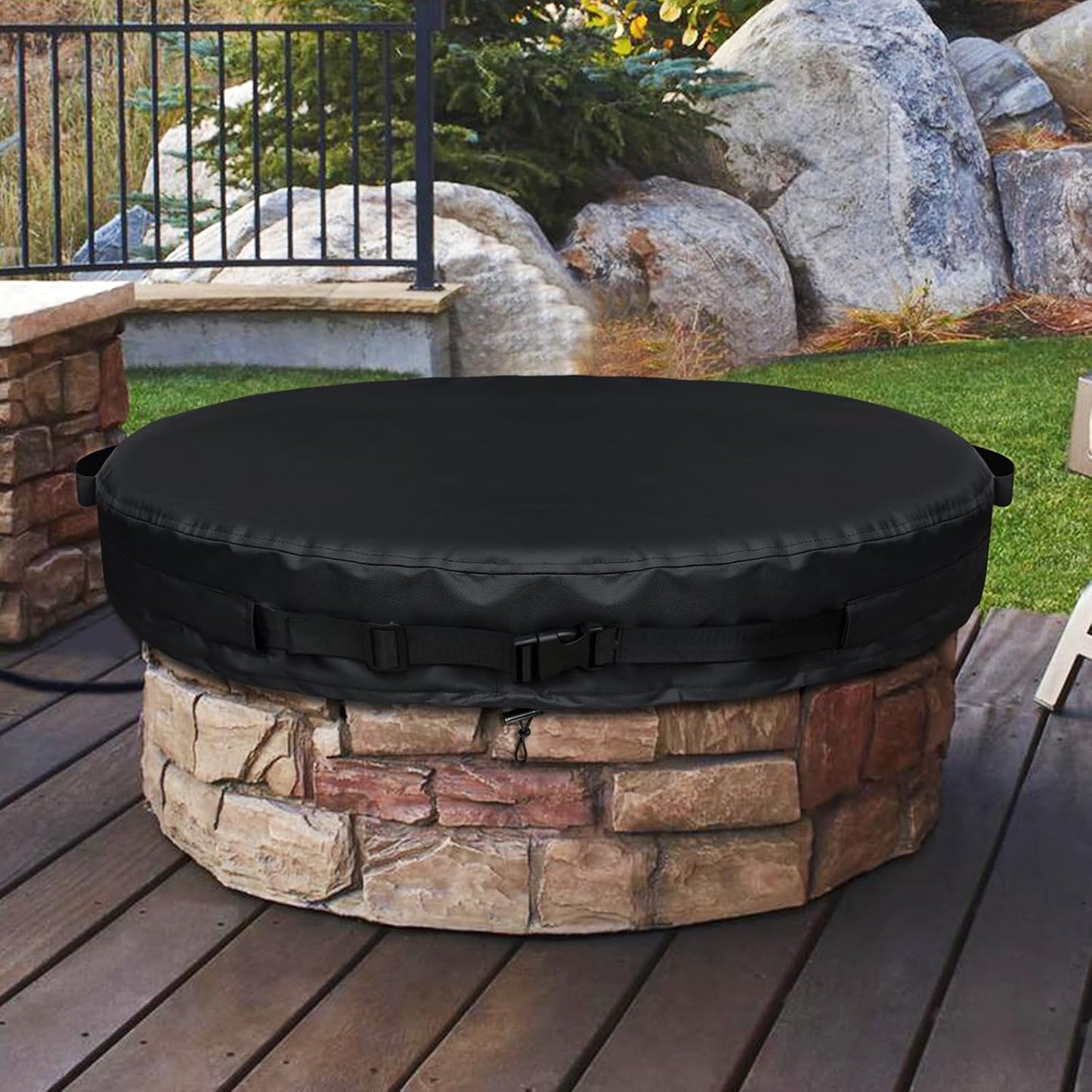 Weather-resistant Round Fire Pit Cover for 70-74 inch Pits
