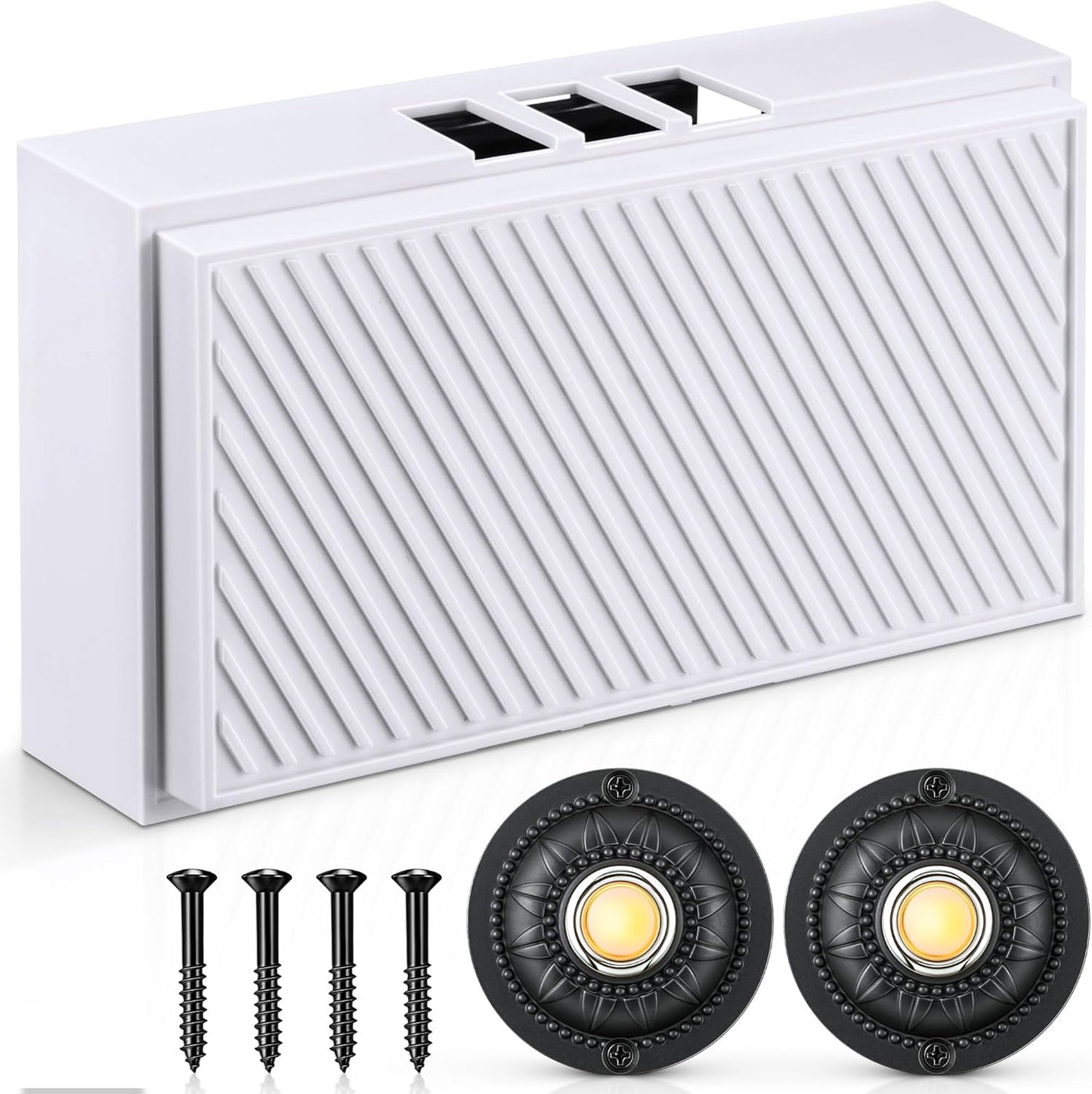 Saillong Wired Doorbell Kit: Dual Push Buttons, 2 Sounds, Wall Chime Box