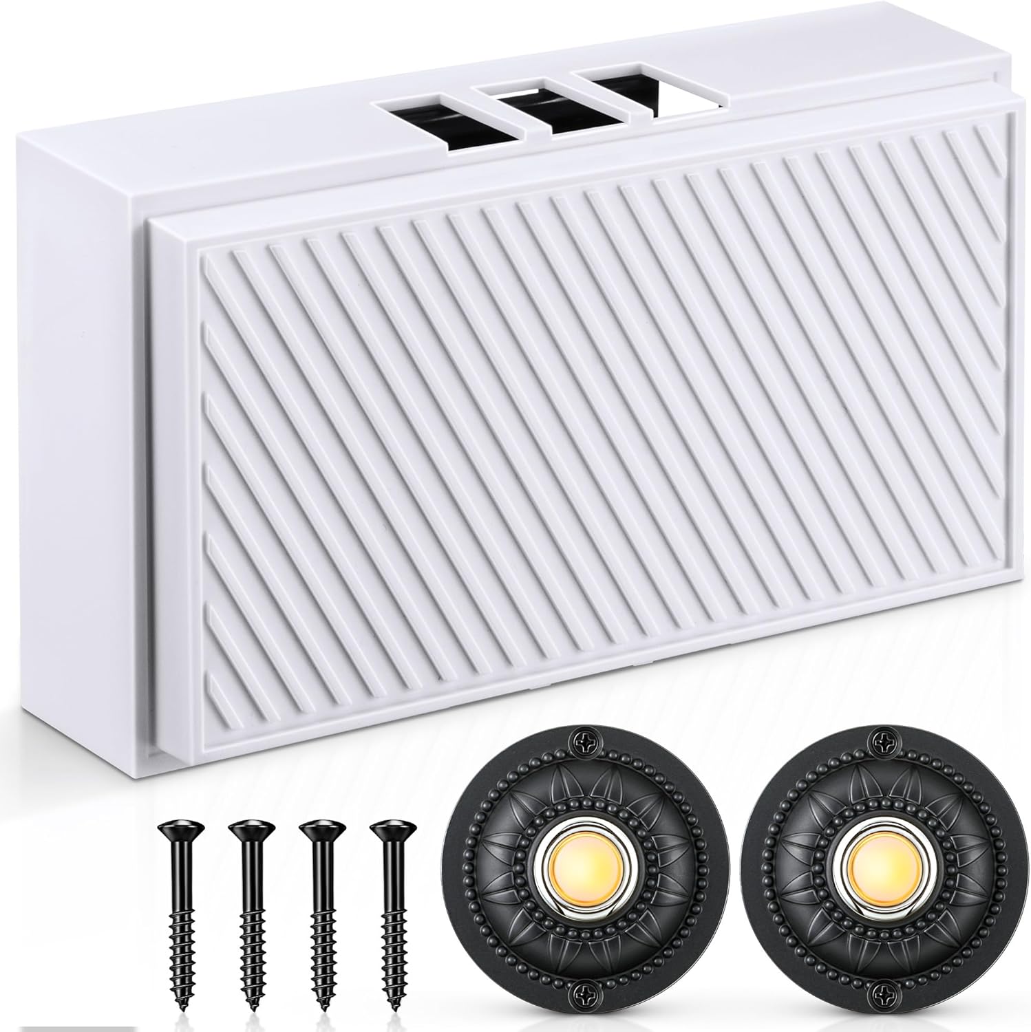 Saillong Wired Doorbell Kit: Dual Push Buttons, 2 Sounds, Wall Chime Box
