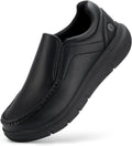 Wide Slip On Shoes for Men Black Leather Loafers - EasyWalk V1 SLIP-ON