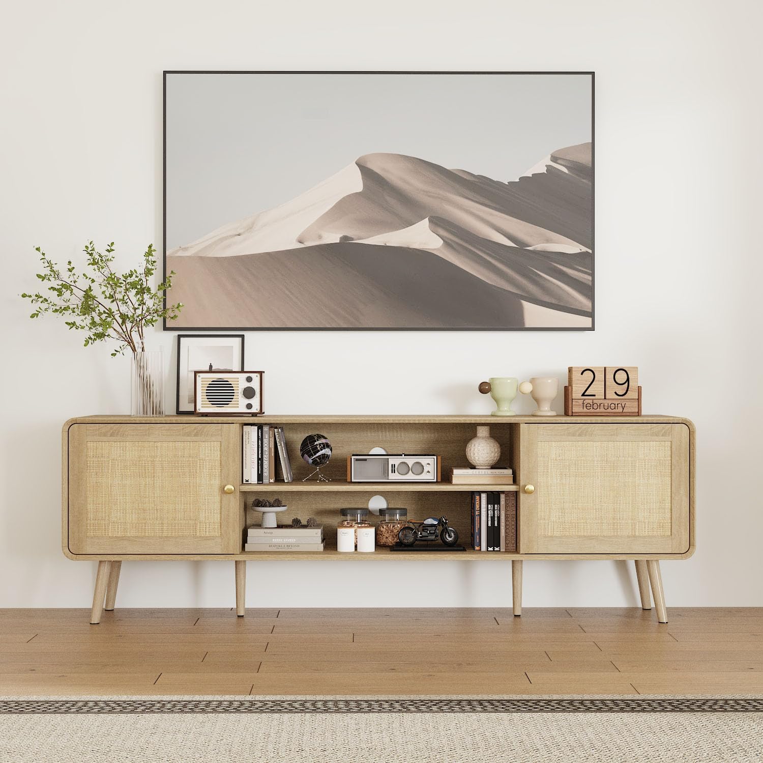 Mid Century TV Stand with Storage - Timechee