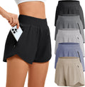 Women's High Waisted Athletic Workout Shorts with Zipper Pockets