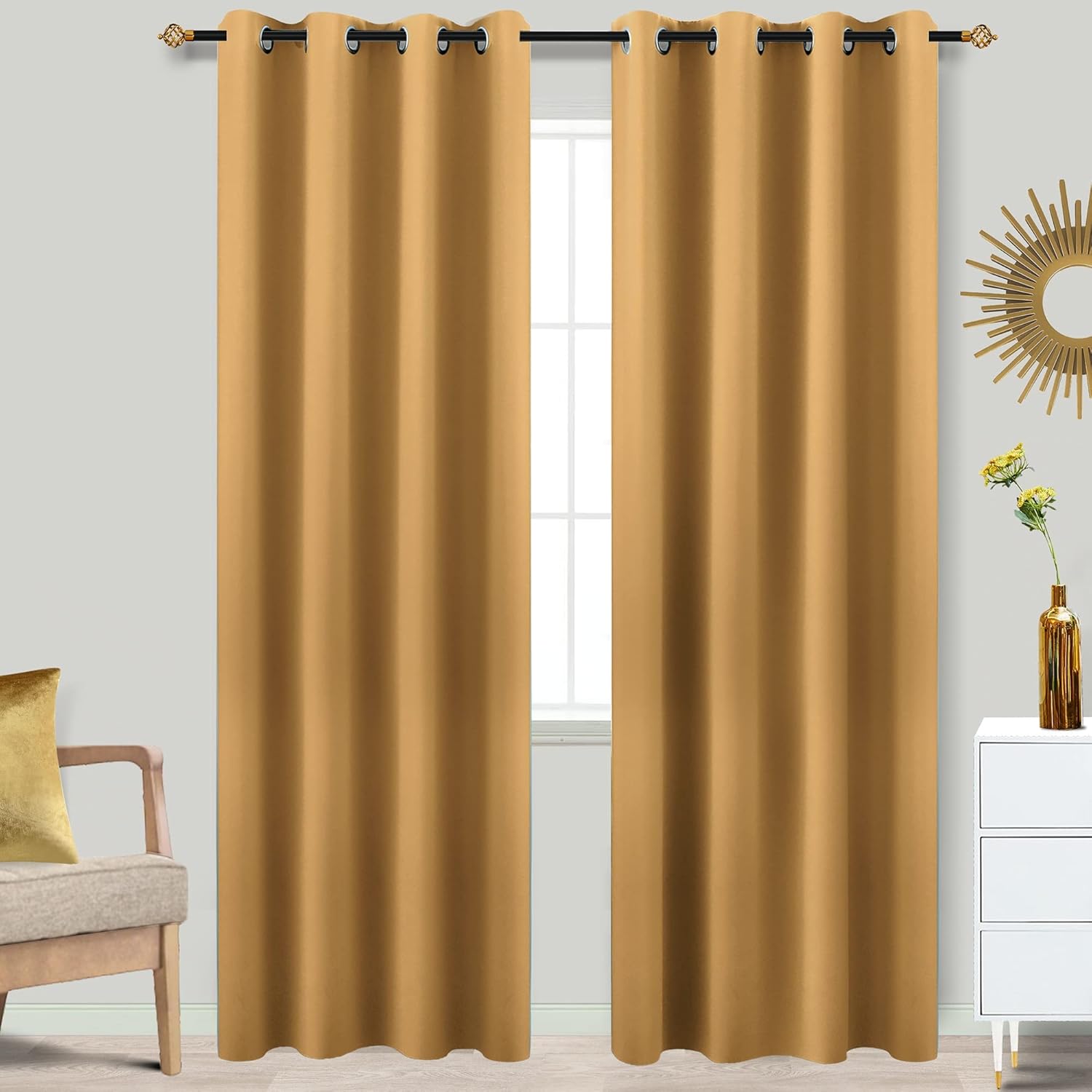 KOUFALL 96 Inches Long Curtains Set for Elegant Room Darkening