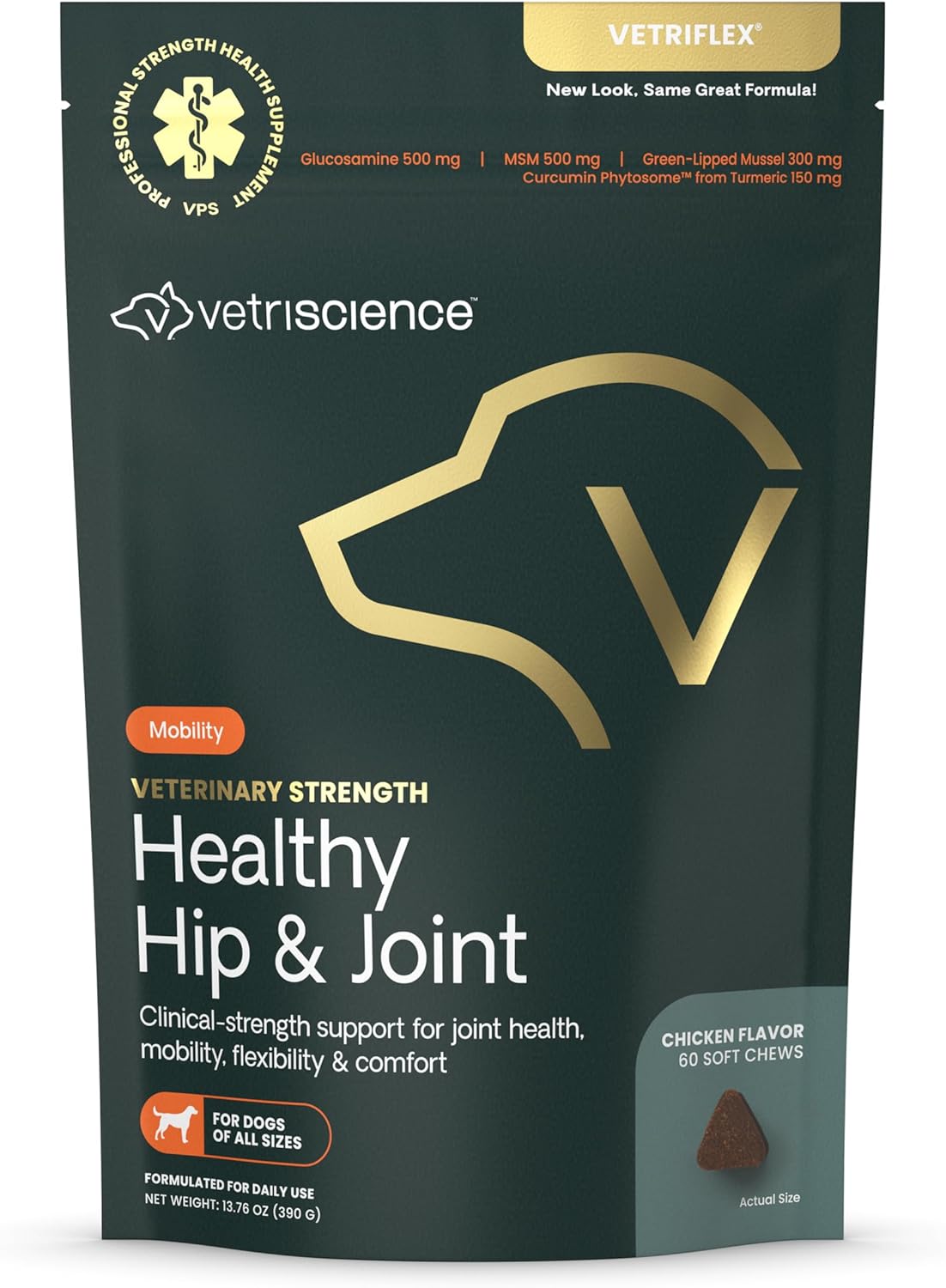 VETRISCIENCE Healthy Hip & Joint Chews for Dogs - 60 Count