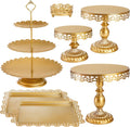 Hacaroa Set of 7 Gold Cake Stand - Elegant Tiered Dessert Display