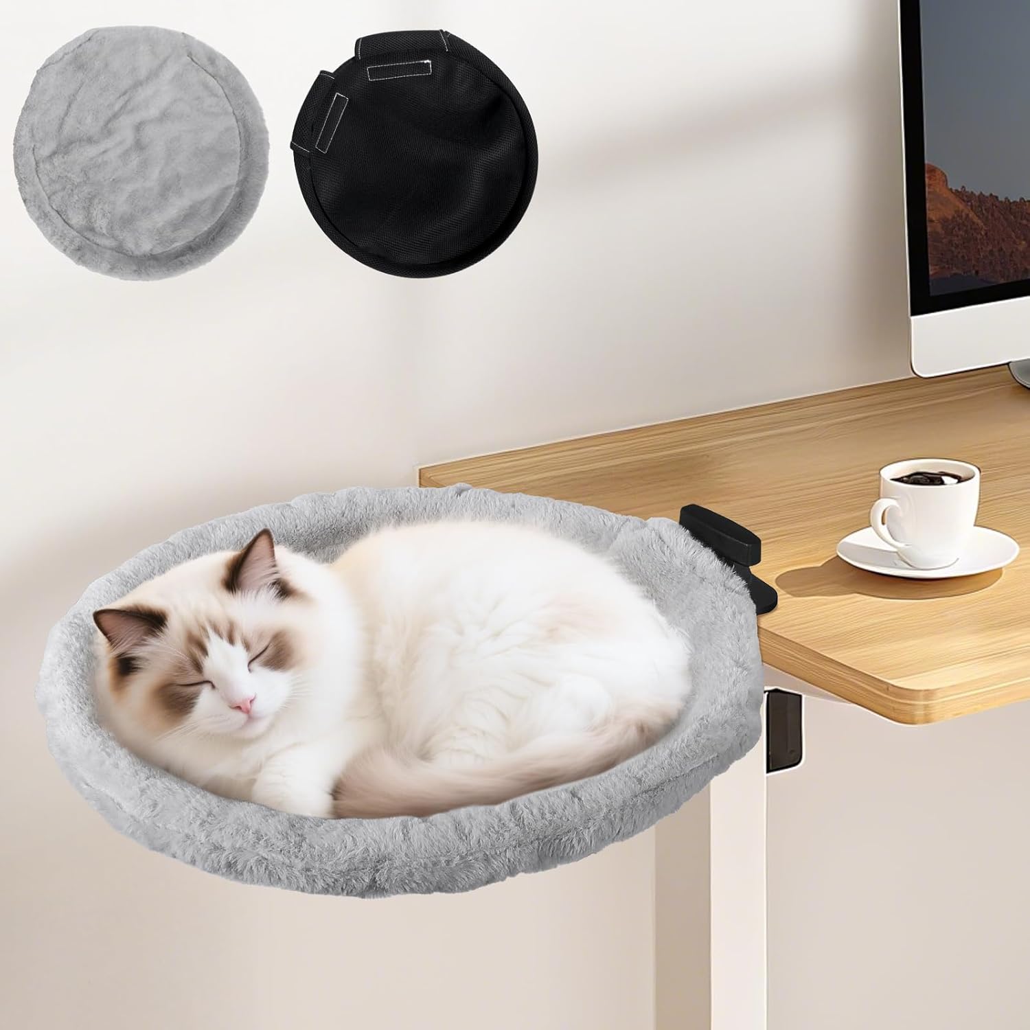 Cat Desk Bed with 2 Washable Covers for Cozy Companionship