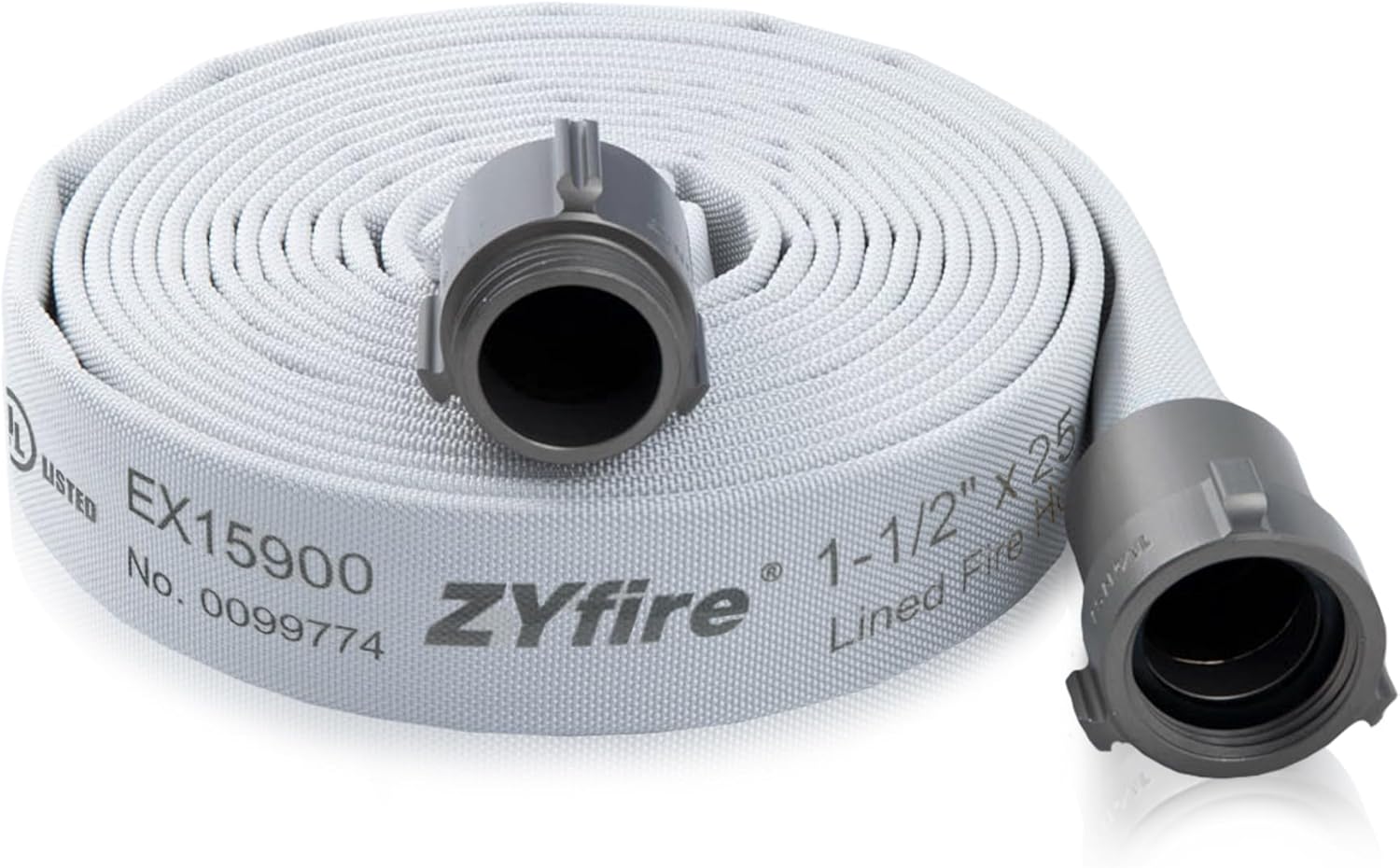 ZYfire 1-1/2in ID x 25 FT Fire Hose with Aluminum Couplings