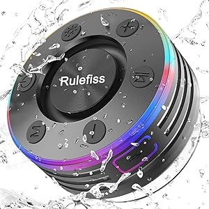Rulefiss Shower Speaker - Waterproof Bluetooth Speaker with LED