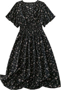 Floerns Plus Size Boho Floral V Neck Long Dress - Flattering Fit All