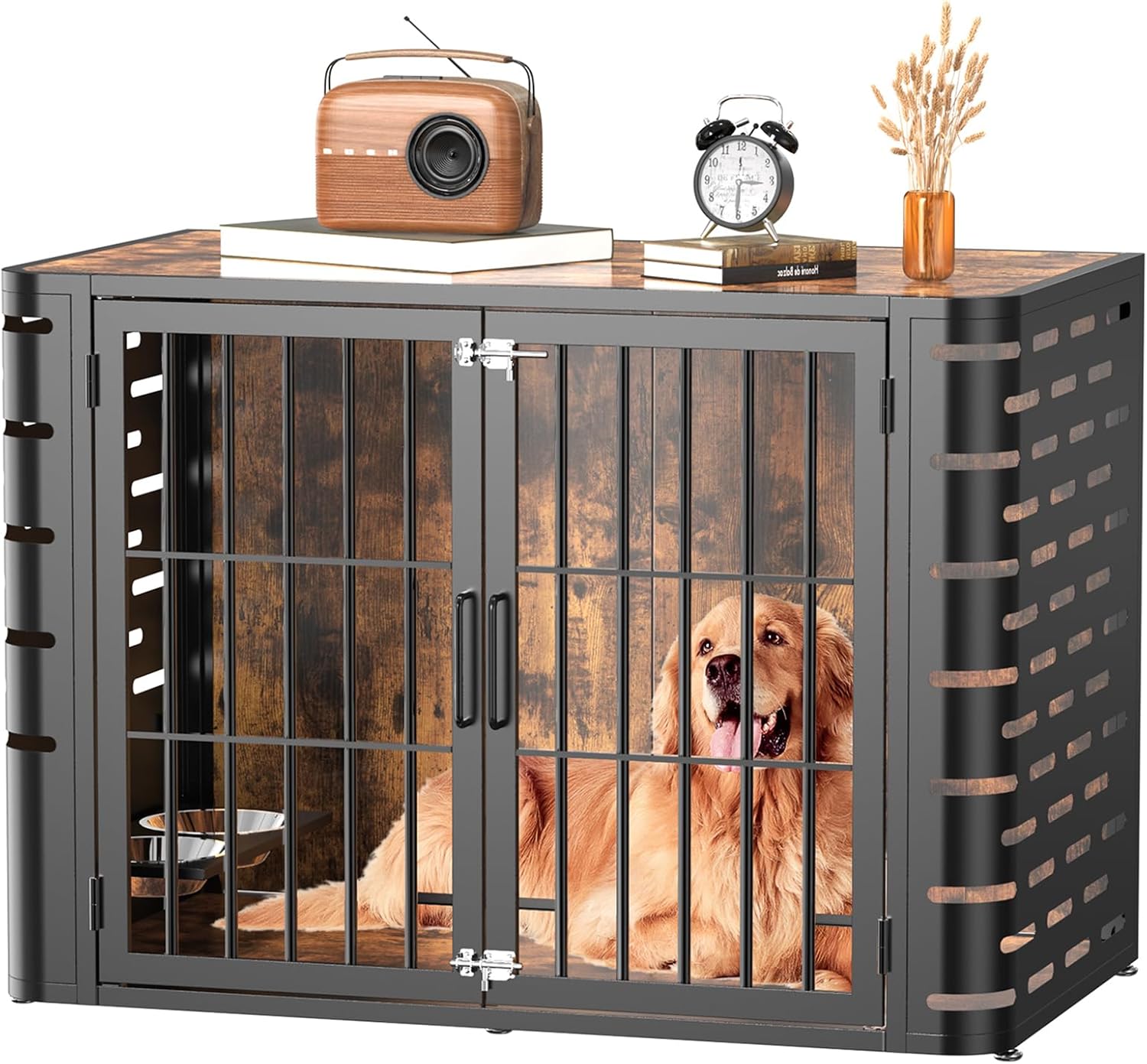 Rustic Heavy Duty Dog Crate Furniture for Large Dogs and Medium
