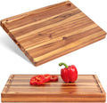 Acacia Wood Cutting Board 17x13x1.5in - Thick Reversible Butcher Block