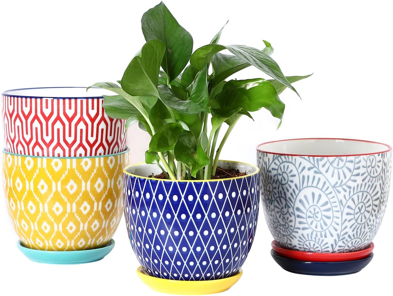 Selamica Ceramic Plant Pots Set of 4 for Indoor Plants
