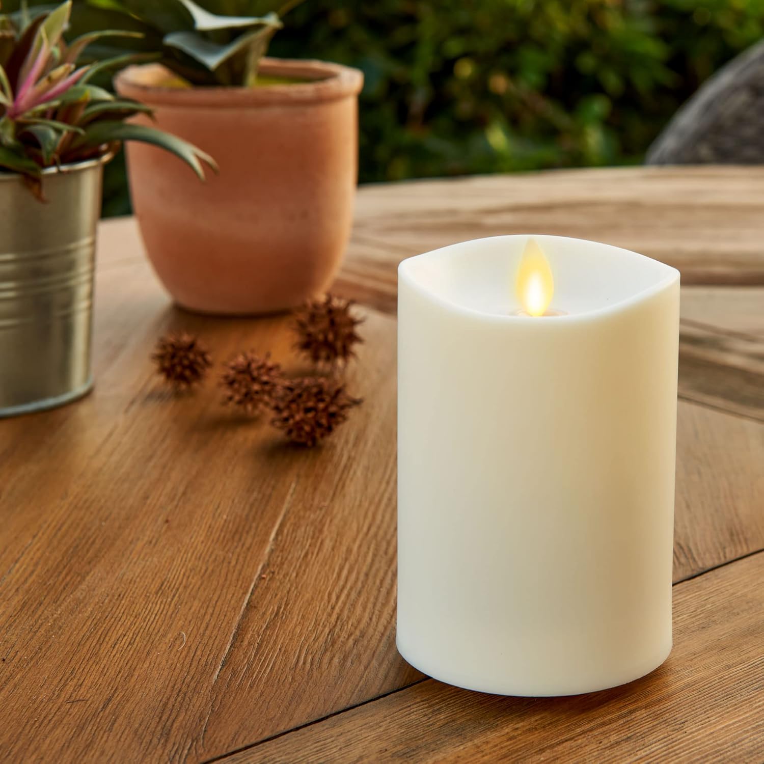 Luminara Realistic Moving Flame Outdoor Pillar Candle for Holidays