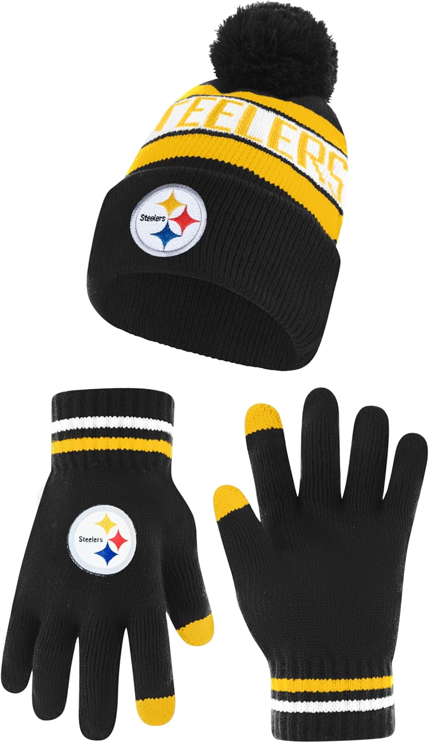 Ultra Game NFL Official Super Soft Winter Beanie and Gloves