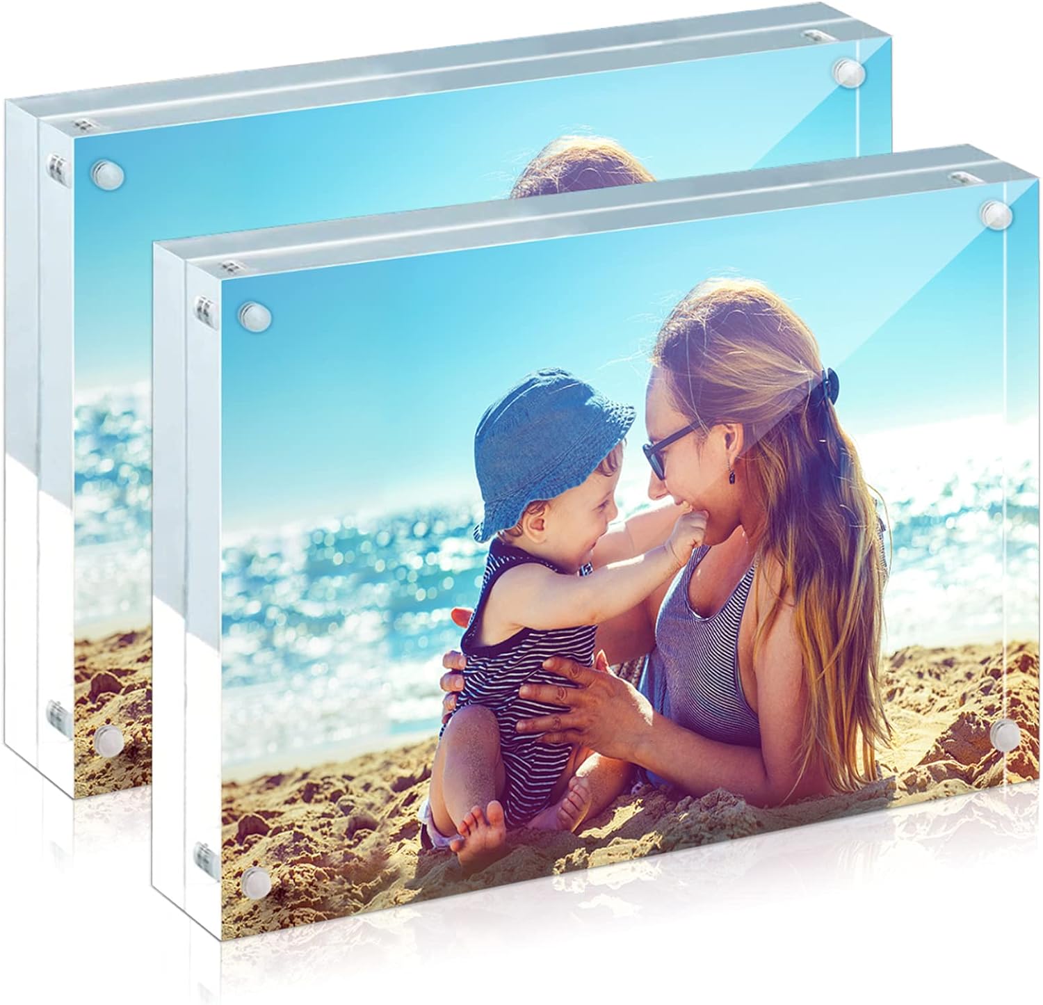 HELPLEX Acrylic Frames 2 Pack 8x10 Double Sided Magnetic Display