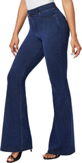 Bell Bottom Jeans High Waisted Flare Pull On Jeans - Flattering Fit