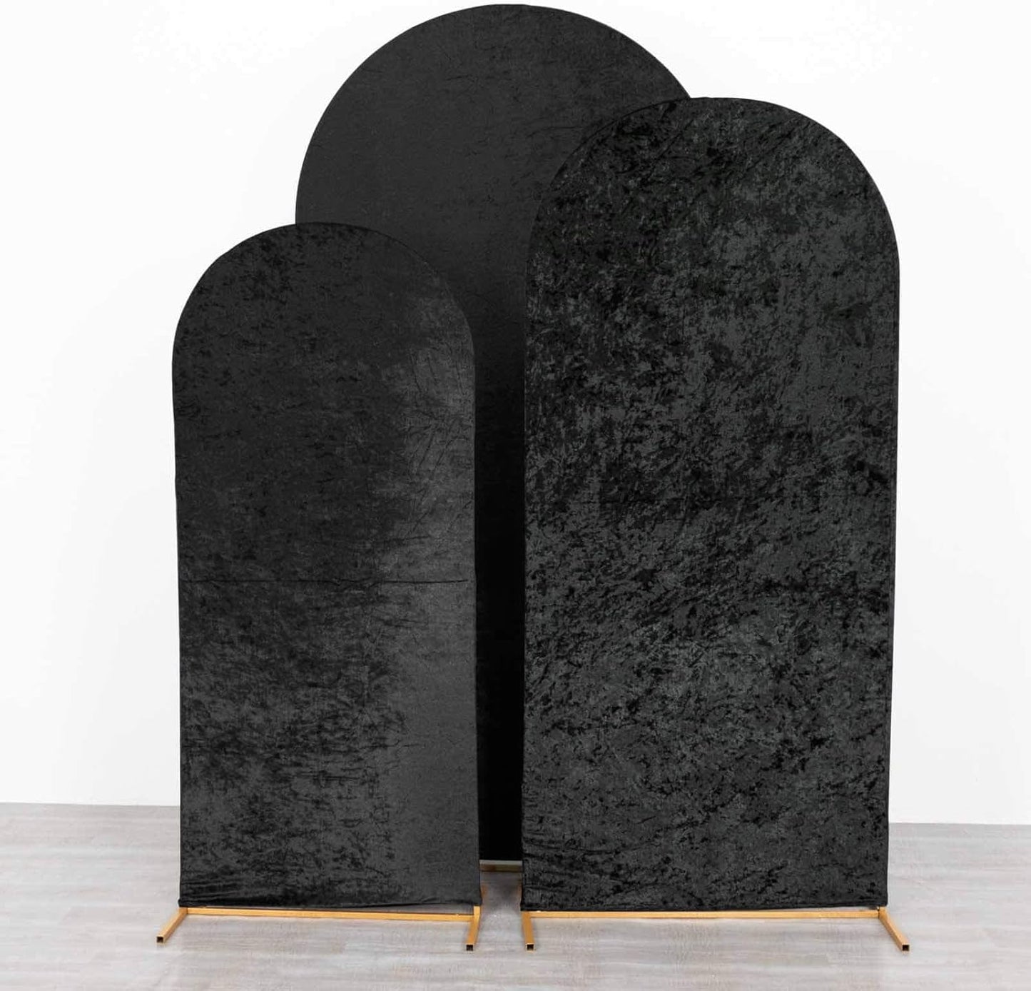 Chiara Wedding Arch Covers Set of 3 in Black Crushed Velvet