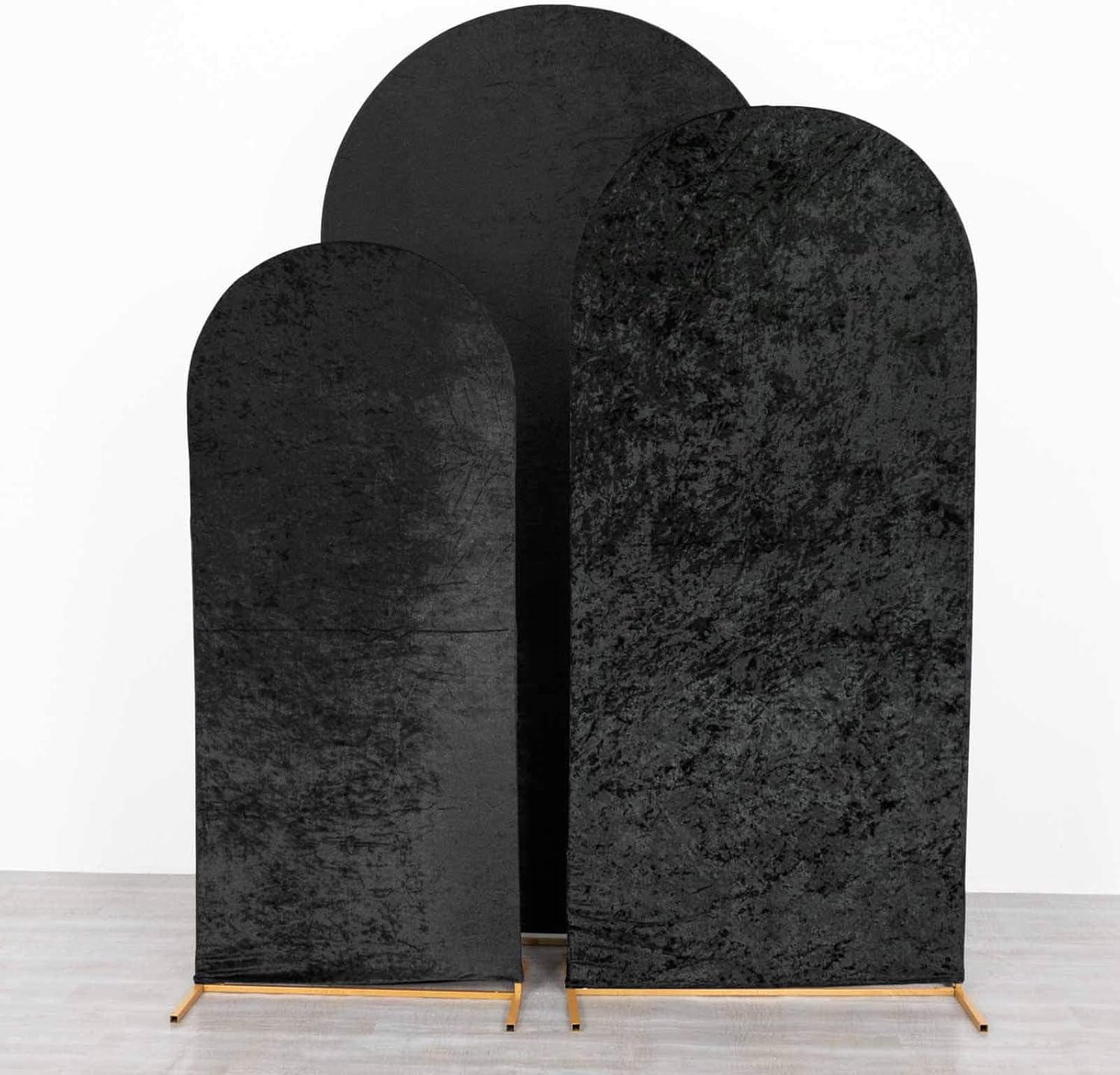 Chiara Wedding Arch Covers Set of 3 in Black Crushed Velvet