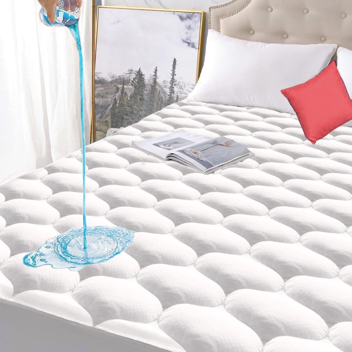 California King Size Quilted Fitted Waterproof Mattress Pad