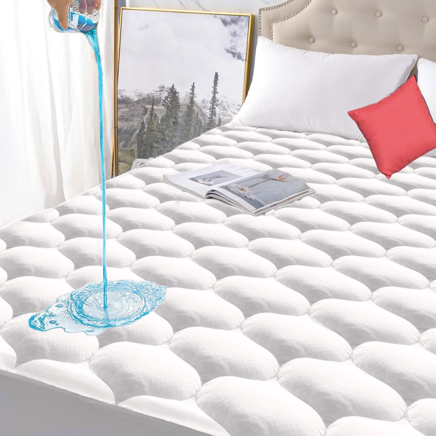 California King Size Quilted Fitted Waterproof Mattress Pad