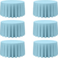 Light Blue Round Tablecloths 120 in 6 Pack - Reusable Party Linens
