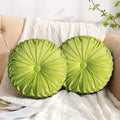 Round Pleated Pumpkin Throw Pillows Set of 2 - Elegant Velvet Accent