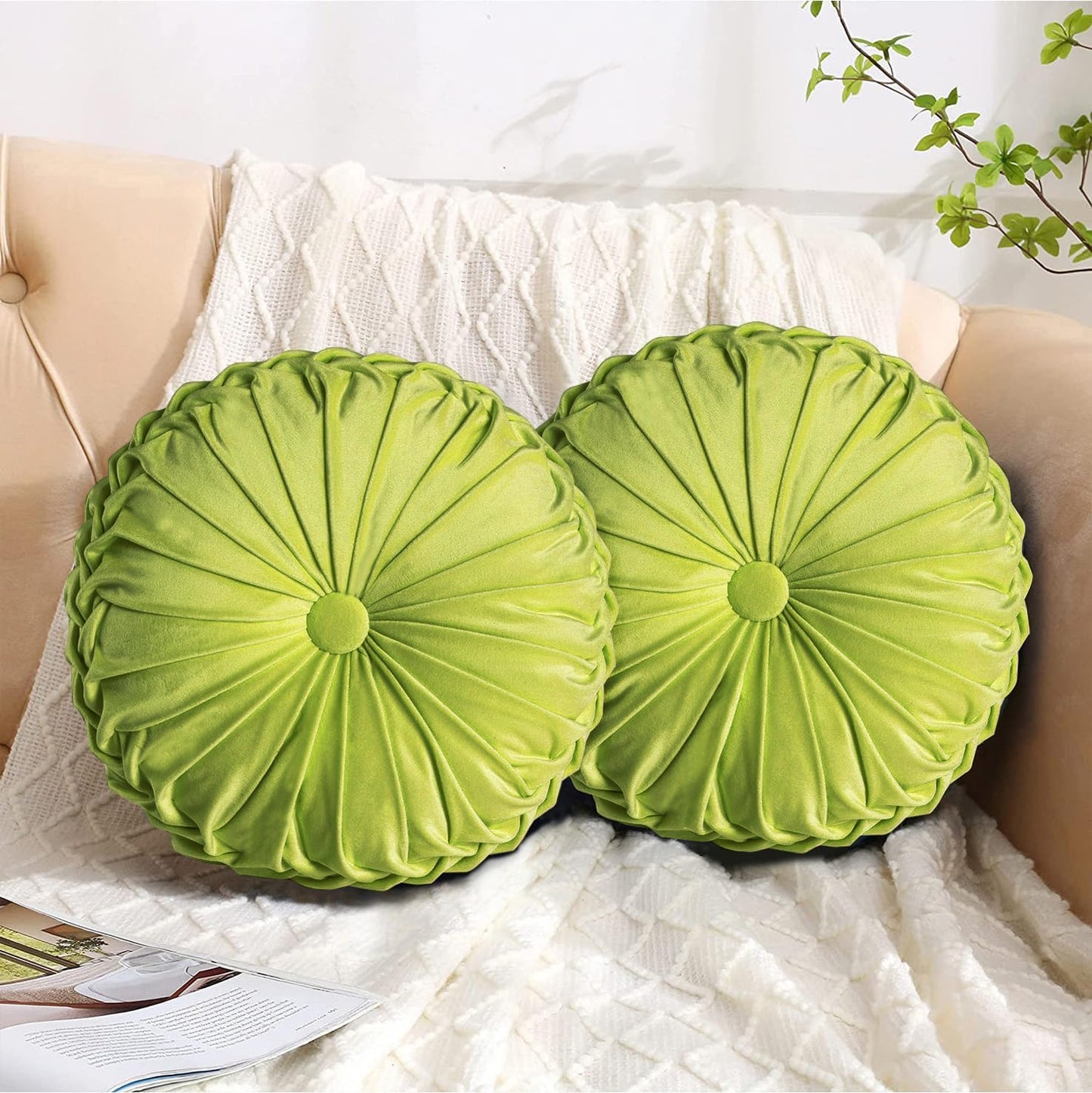 Decorative Round Pleated Throw Pillows for Stylish Home Decor
