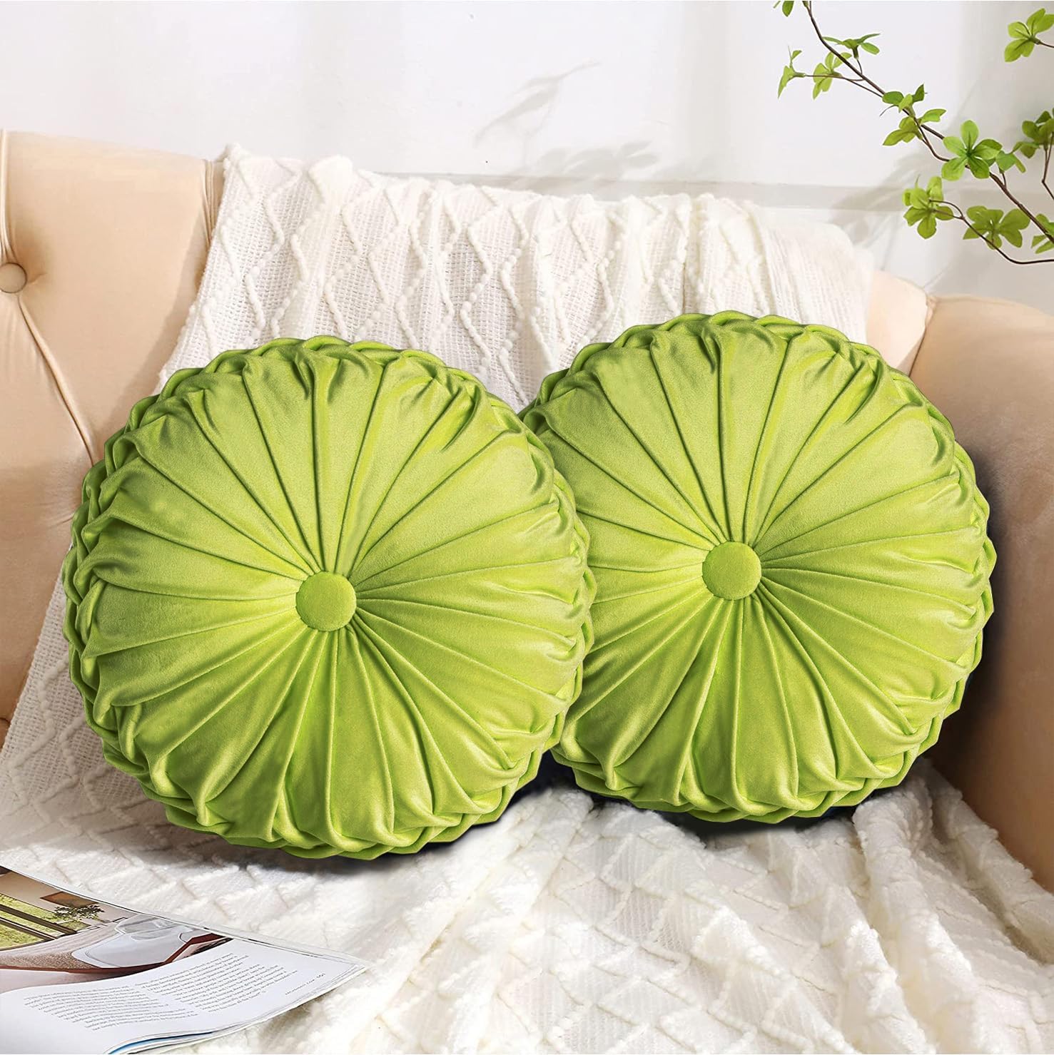 Decorative Round Pleated Throw Pillows for Stylish Home Decor
