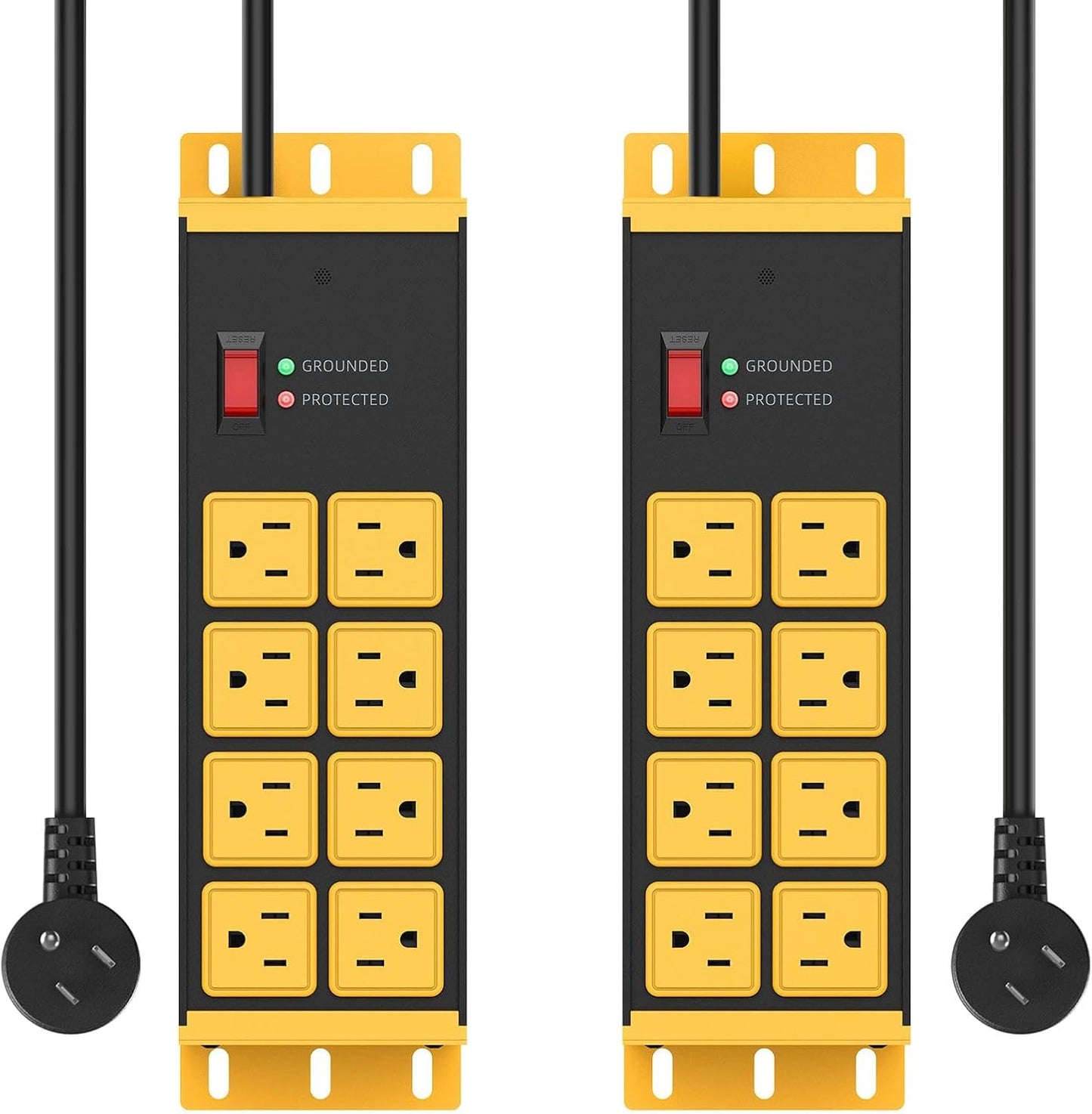 HHSOET Heavy Duty Power Strip 2 Pack with 8 Outlets Each