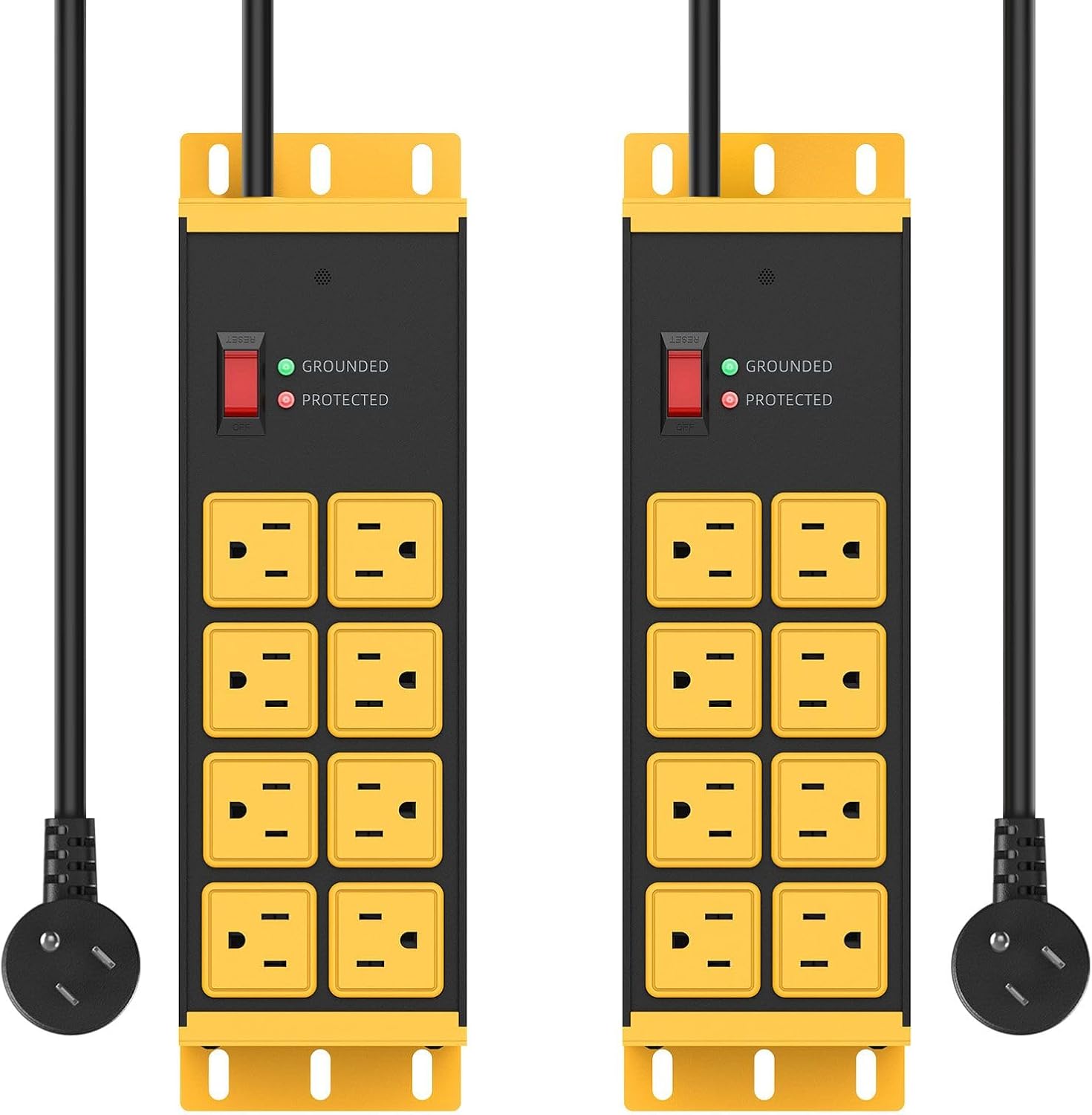 HHSOET Heavy Duty Power Strip 2 Pack with 8 Outlets Each