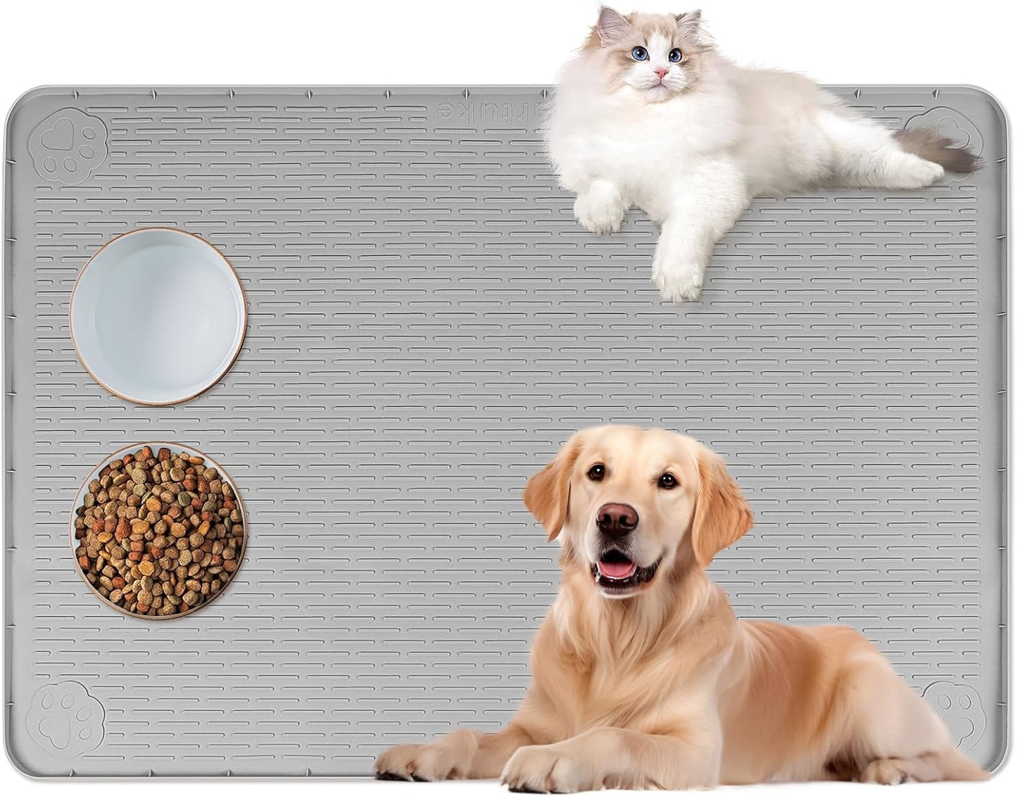 Extra Large Cat Food Mat for Mess-Free Feeding and Easy Clean