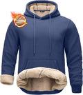 Pudolla Men's Sherpa Hoodie Pullover - Thick Warm Fleece Lined Cotton