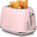 2 Slice Toaster Retro Stainless Steel with Bagel and Defrost - Pink