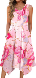 Tank Dress Midi Sundress for Women - Flowy Boho Midi with Pockets