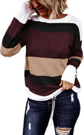 Womens Color Block Striped Sweater Crewneck 2025 - Cozy Fall Staple
