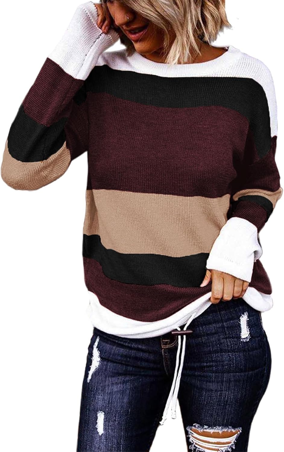 Dokotoo Womens Sweaters Striped Fall Winter Outfits 2025 Fashion