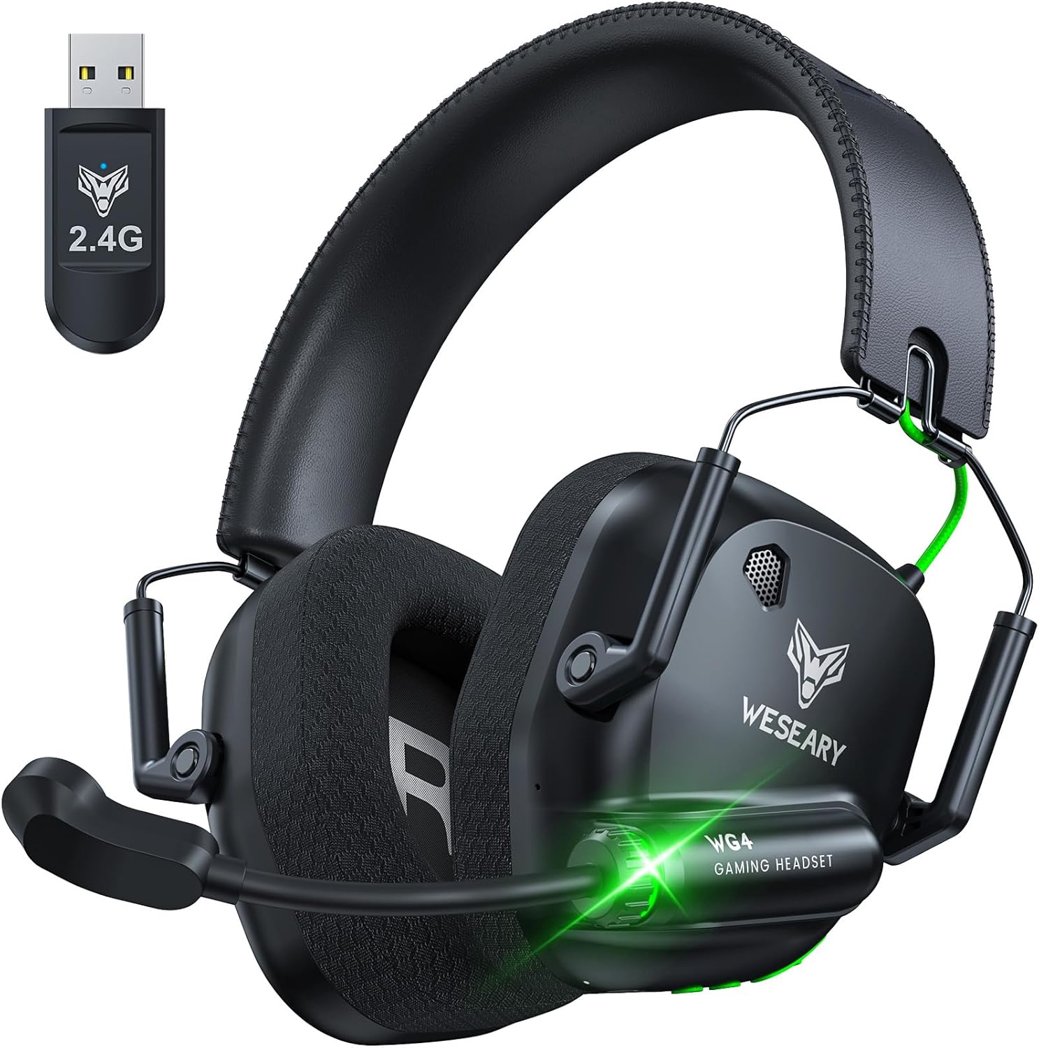 Wireless Gaming Headset: Crystal-Clear Mic, Low Latency, 40mm Drivers