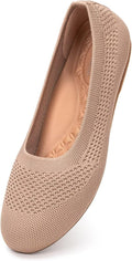 Women's Wide Width Knit Ballet Flats with Arch Support - Spacious Toe
