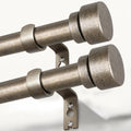 2 Pack Retro Silver Curtain Rods Set 66 to 120 in Adjustable - Heavy