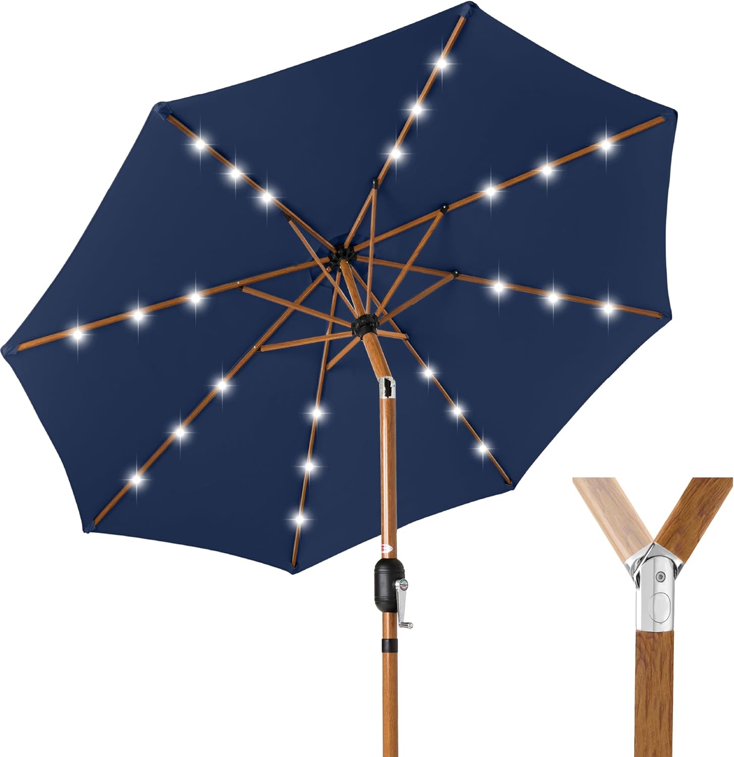 10ft Solar Market Patio Umbrella with LED Lights for Outdoors