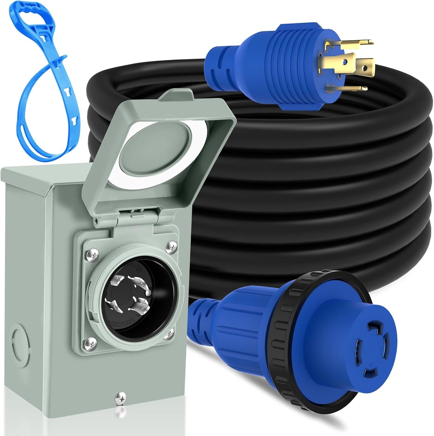 30 Amp Generator Cord and Power Inlet Box for Emergency Use