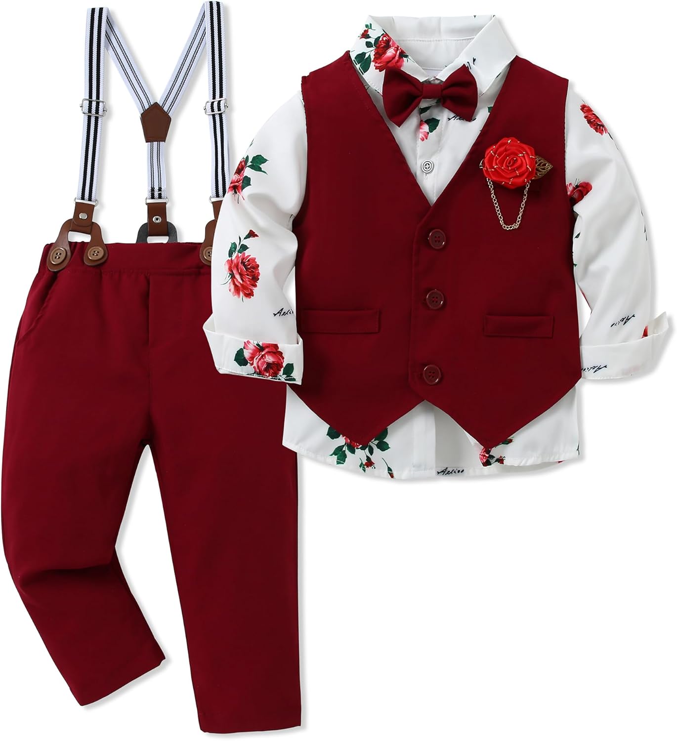 Toddler Boy Clothes Suit Set with Bowtie and Vest for Events