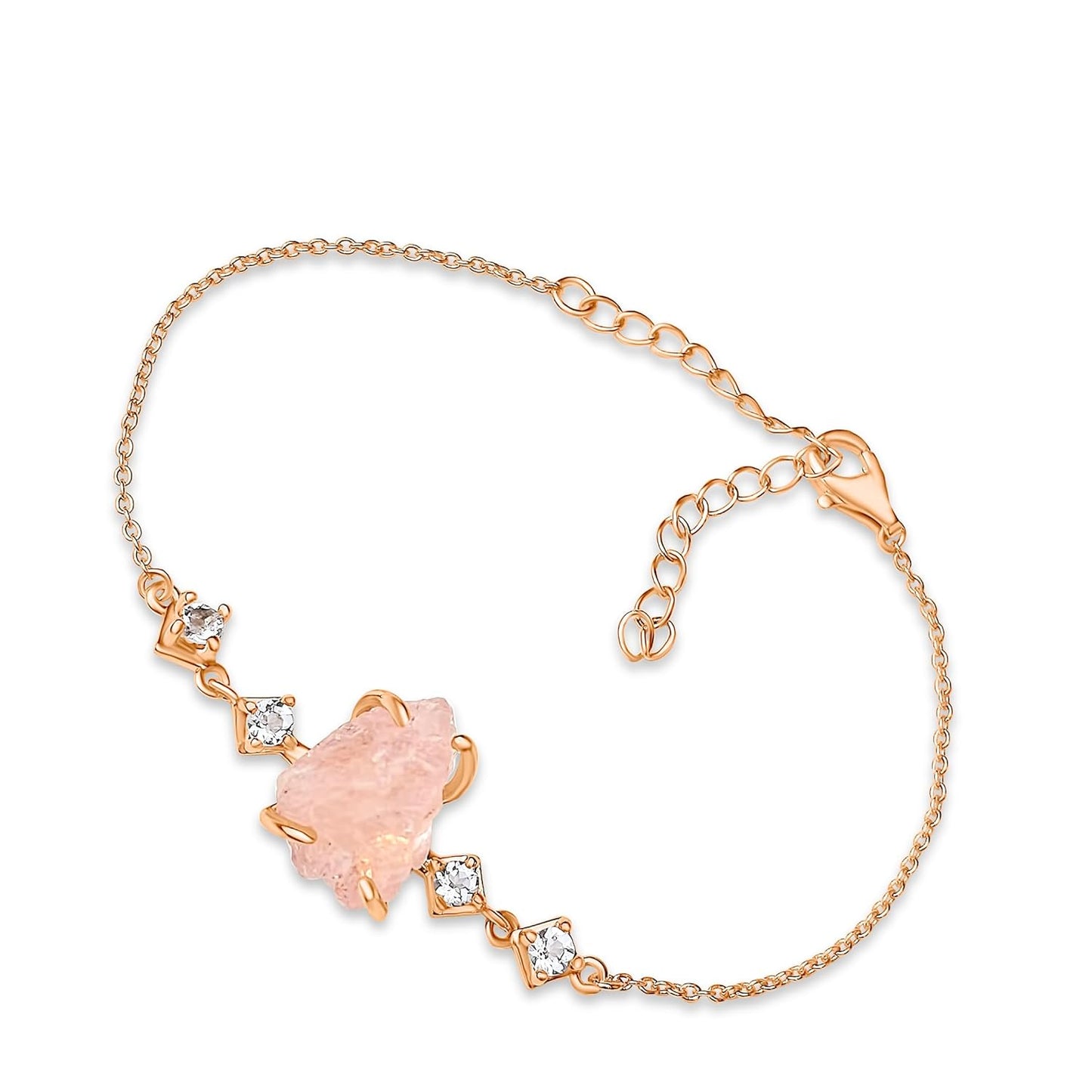 Raw Morganite Chain Bracelet Gift for Her on Special Occasions