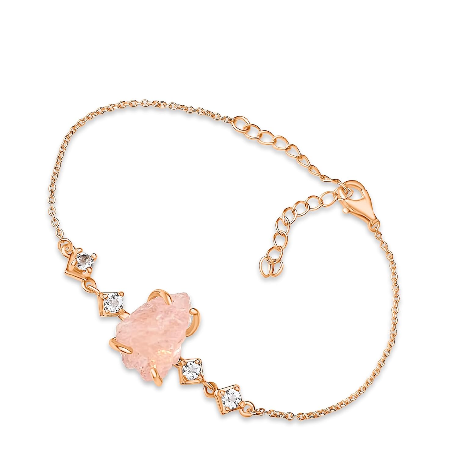 Raw Morganite Chain Bracelet Gift for Her on Special Occasions