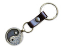 Yin Yang Genuine Leather Keychain Pendant - Handmade Balance Charm