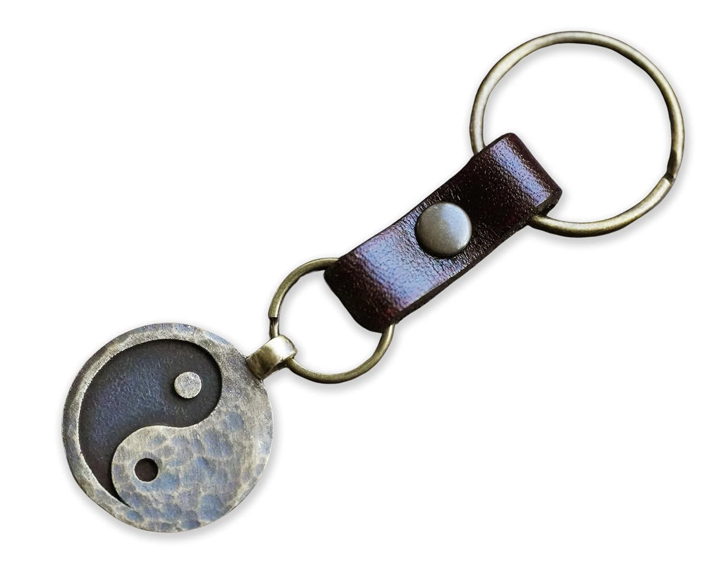 Yin Yang Genuine Leather Keychain - Unique Ancient Pendant Jewelry