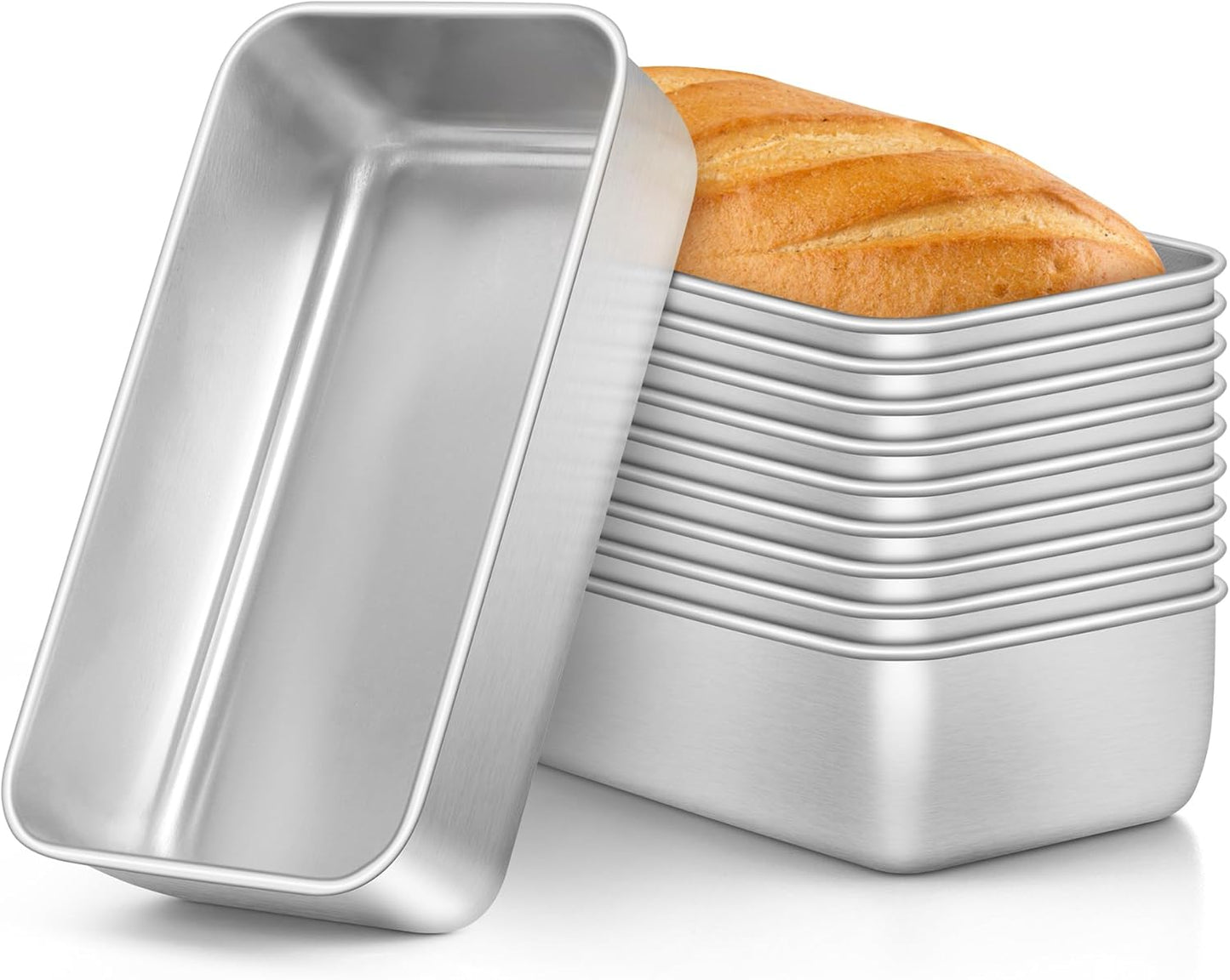 E-far Stainless Steel Loaf Bread Pan Set of 10 for Baking