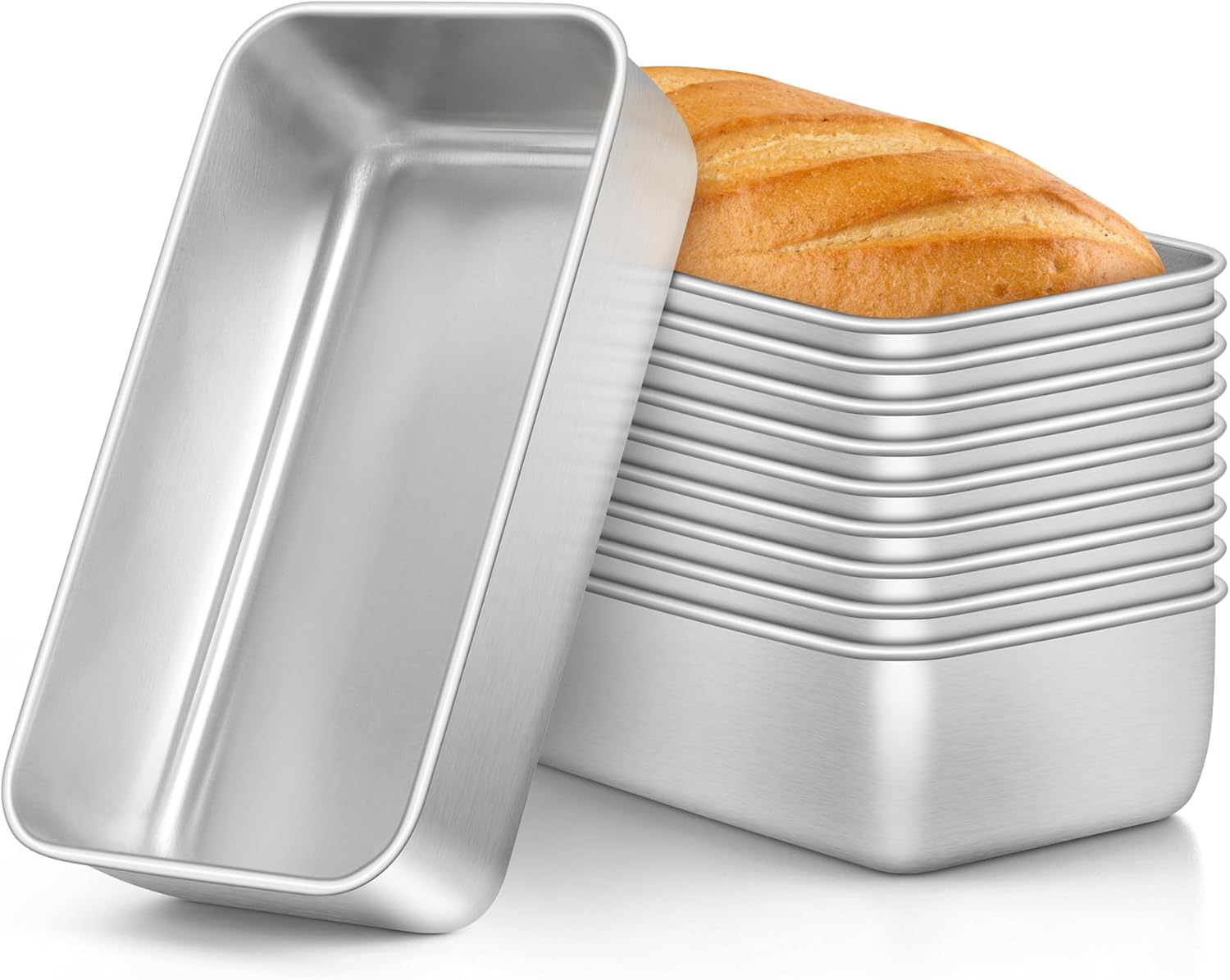 E-far Stainless Steel Loaf Bread Pan Set of 10 for Baking