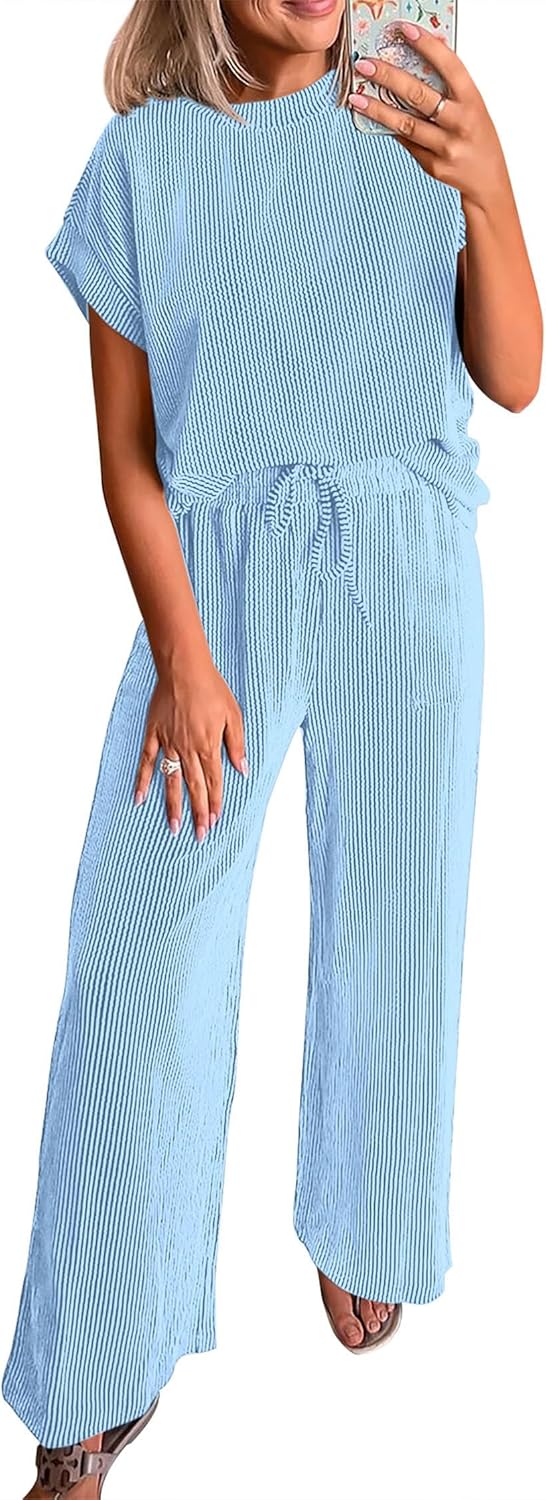 KIRUNDO Summer Sets Women 2 Piece Outfits for Casual Style